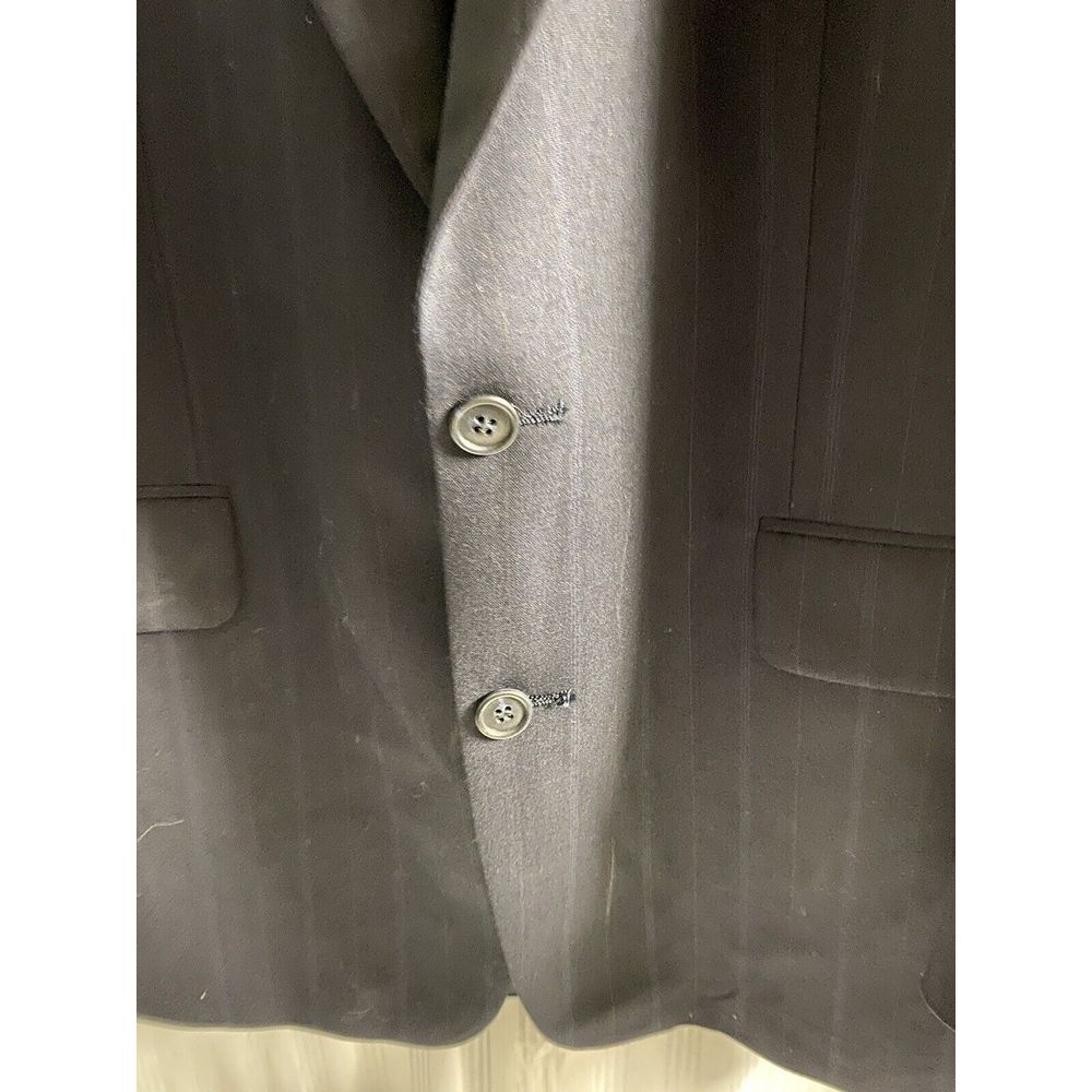 Vintage Cricketeer 2 Piece Suit Black Striped 46R Pants 37x29 Wool USA - Picture 2 of 16